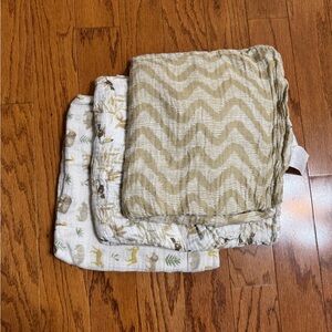aden + anais Beige Chevron and Animal Print Blankets